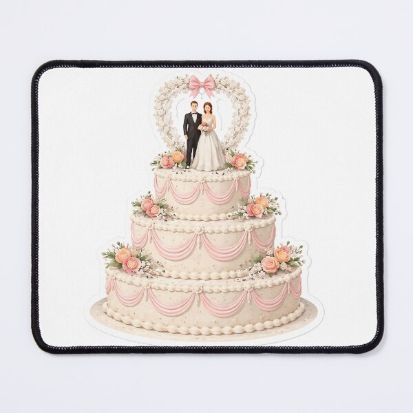 Item preview, A timeless symbol of love and celebration. This vintage-style wedding cake sticker features an elegant multi-tier cake. designed and sold by PIXEL POP DESIGNS - Beyond the Norm!.