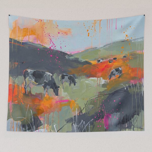 Item preview, Abstract Irish Cows in a Colour‑Splashed Countryside designed and sold by Printpix.