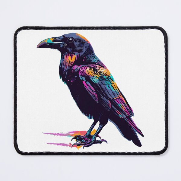 Item preview, Neon Rainbow Crow Raven - Psychedelic Dark Fantasy Bird Art Print designed and sold by DesignArtist.ia.