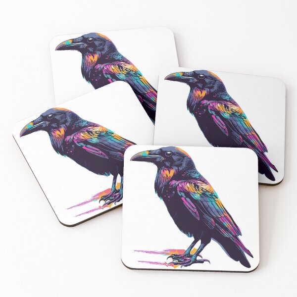 Item preview, Neon Rainbow Crow Raven - Psychedelic Dark Fantasy Bird Art Print designed and sold by DesignArtist.ia.