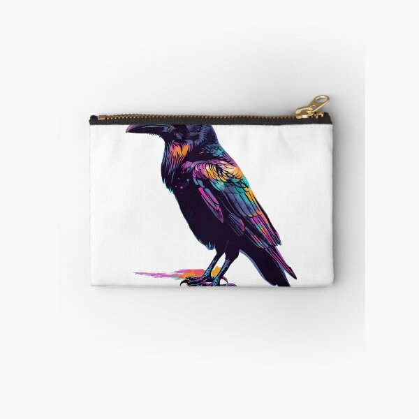 Item preview, Neon Rainbow Crow Raven - Psychedelic Dark Fantasy Bird Art Print designed and sold by DesignArtist.ia.