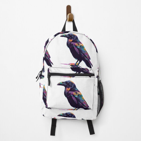 Item preview, Neon Rainbow Crow Raven - Psychedelic Dark Fantasy Bird Art Print designed and sold by DesignArtist.ia.