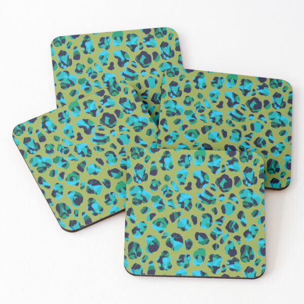 Item preview, Abstract Multicolour Green Teal Leopard Animal Print designed and sold by Patternandflow.