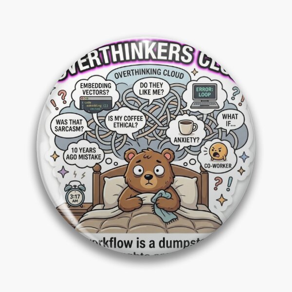 Item preview, Overthinkers Club Bear - Funny 3 AM Anxiety & Mental Health Sticker designed and sold by  L'AYO DESIGN.