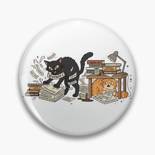 Item preview, "Reviewer 2" Cat Attacks Stressed PhD Student's Thesis Draft Meme Sticker designed and sold by AuroraPixelDa.