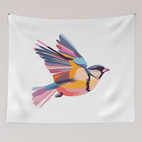 Item preview, Geometric Goldfinch Flight - Vibrant Modern Bird Art Print designed and sold by DesignArtist.ia.