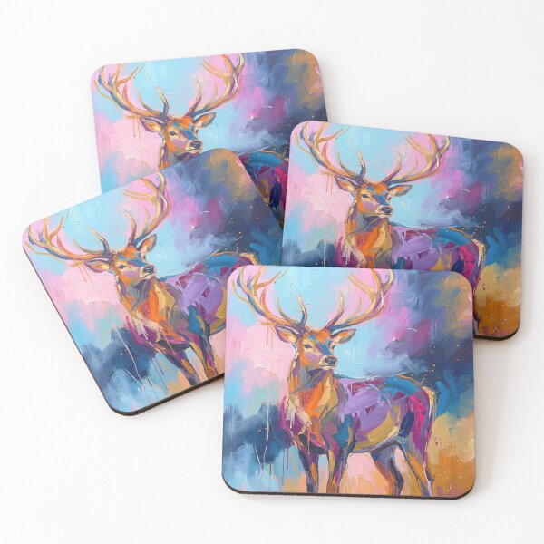 Item preview, Majestic Abstract Stag – Vibrant Colourful Wildlife Art designed and sold by Printpix.