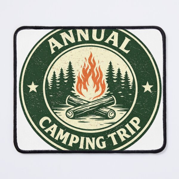 Item preview, Annual Camping Trip – Vintage Campfire Outdoor Badge designed and sold by EastEndTownie.
