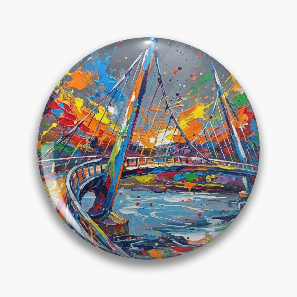 Item preview, Peace Bridge Derry / Londonderry – Colourful Abstract Splatter Art designed and sold by Printpix.