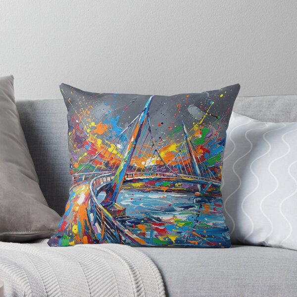 Artikelvorschau, Friedensbrücke Derry / Londonderry – Farbenfrohe abstrakte Spritzkunst entworfen und verkauft von Printpix.