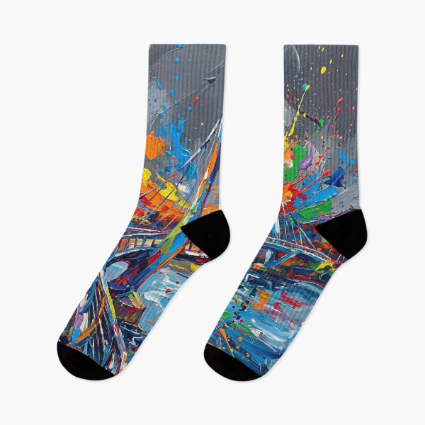 Item preview, Peace Bridge Derry / Londonderry – Colourful Abstract Splatter Art designed and sold by Printpix.
