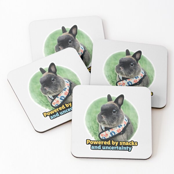 Item preview, Powered by Snacks and Uncertainty – Funny Bunny Meme | Cute Rabbit Humor designed and sold by Studio Origins NZ (SO NZ).