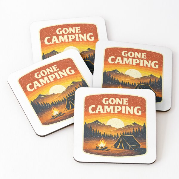 Item preview, Gone Camping – Vintage Mountain Camping Sunset Design designed and sold by EastEndTownie.
