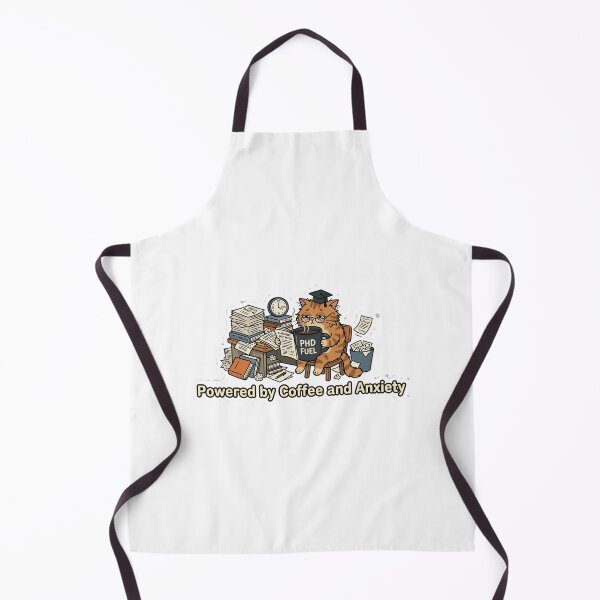 Item preview, "Powered by Coffee and Anxiety" Funny PhD Cat Sticker designed and sold by AuroraPixelDa.