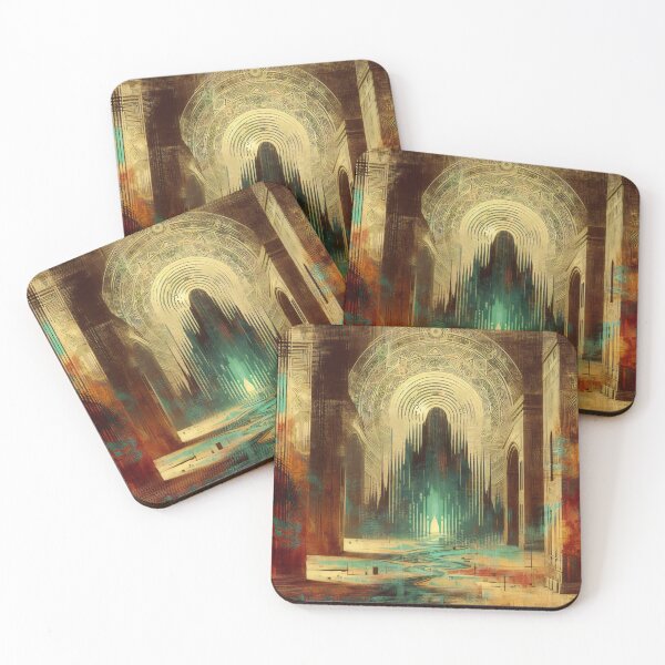 Item preview, Terryn - sacred circuit gatehall: glitchprint illustration designed and sold by QiMera.