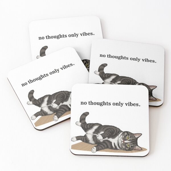 Item preview, Funny Lazy Cat Meme Sticker – No Thoughts Only Vibes Cute Cat Aesthetic designed and sold by MongOficial.