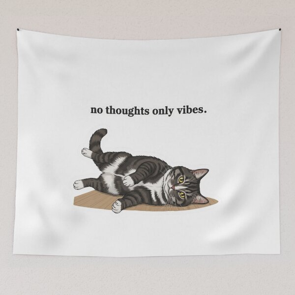 Item preview, Funny Lazy Cat Meme Sticker – No Thoughts Only Vibes Cute Cat Aesthetic designed and sold by MongOficial.