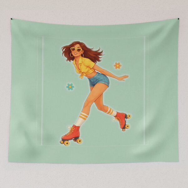 Item preview, Retro Roller Skating Girl - Vintage Summer Vibes Illustration designed and sold by CzipipitoStudio.
