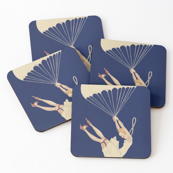 Item preview, Art Deco Illustration Parachuting Flapper Woman for Vintage Art Lovers designed and sold by RickE.