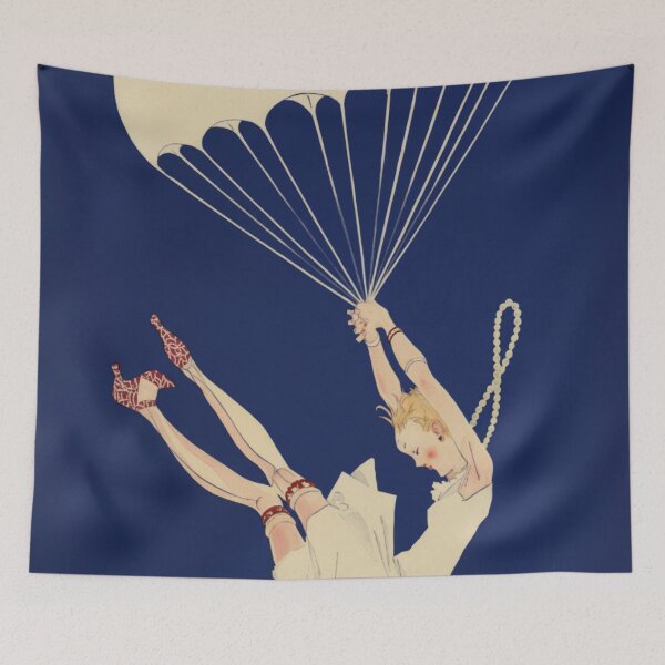 Item preview, Art Deco Illustration Parachuting Flapper Woman for Vintage Art Lovers designed and sold by RickE.