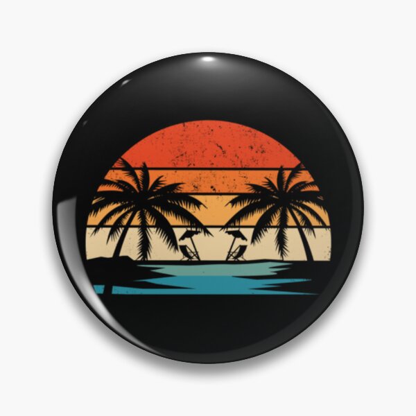 Item preview, Coucher de soleil tropical rétro – Illustration de palmiers et de voiliers vintage designed and sold by Wawan35200.