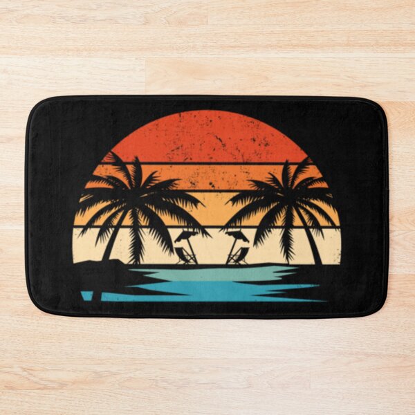 Item preview, Coucher de soleil tropical rétro – Illustration de palmiers et de voiliers vintage designed and sold by Wawan35200.
