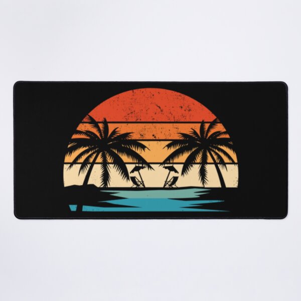 Item preview, Coucher de soleil tropical rétro – Illustration de palmiers et de voiliers vintage designed and sold by Wawan35200.