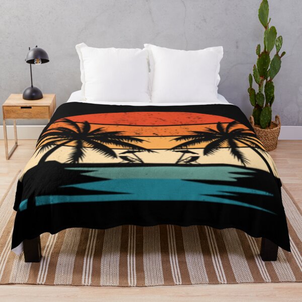 Item preview, Coucher de soleil tropical rétro – Illustration de palmiers et de voiliers vintage designed and sold by Wawan35200.