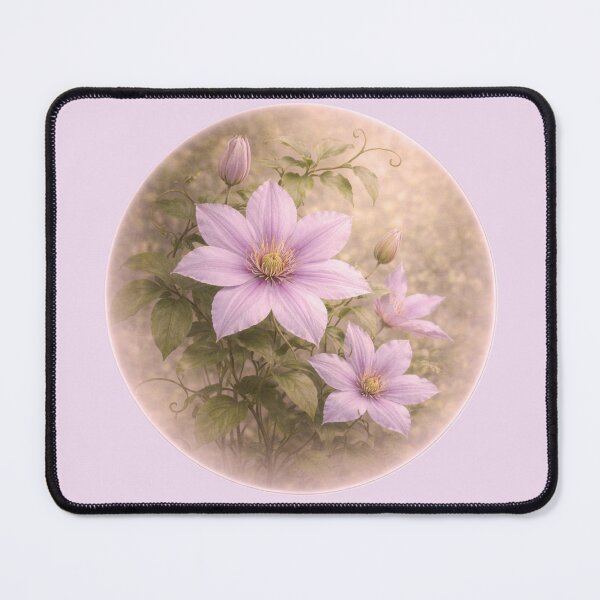 Item preview, Climbing Clematis Blossom – Graceful Floral Portrait designed and sold by TheJoyfulPen.