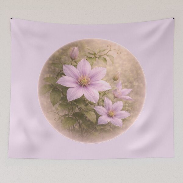 Item preview, Climbing Clematis Blossom – Graceful Floral Portrait designed and sold by TheJoyfulPen.