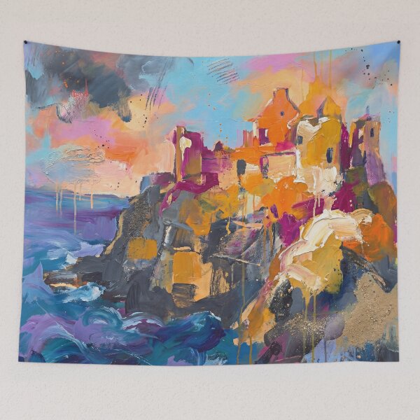 Item preview, Dunluce Castle Abstract – Colourful Northern Ireland North Coast Art designed and sold by Printpix.