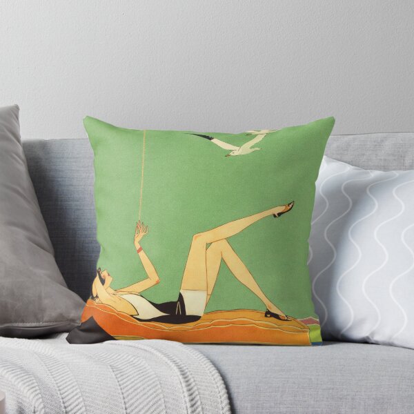 Item preview, Art Deco Illustration Relaxing Swimmer Woman on Float for Vintage Art Lovers designed and sold by RickE.