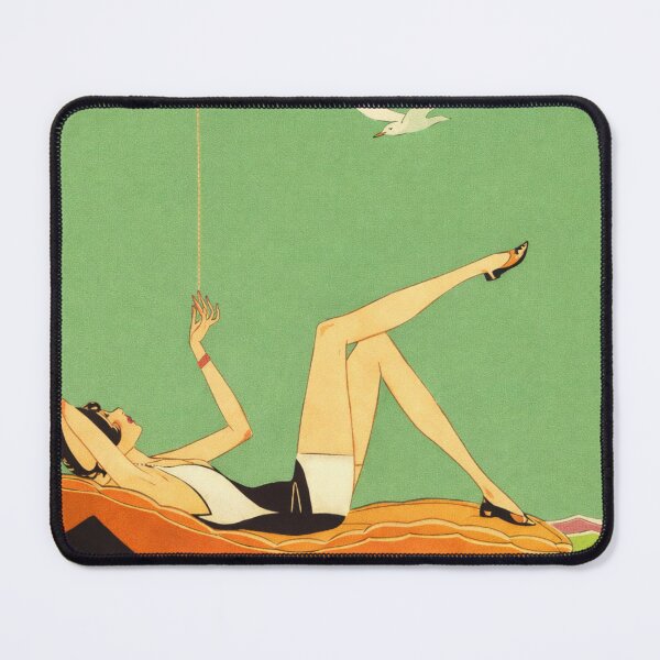 Item preview, Art Deco Illustration Relaxing Swimmer Woman on Float for Vintage Art Lovers designed and sold by RickE.