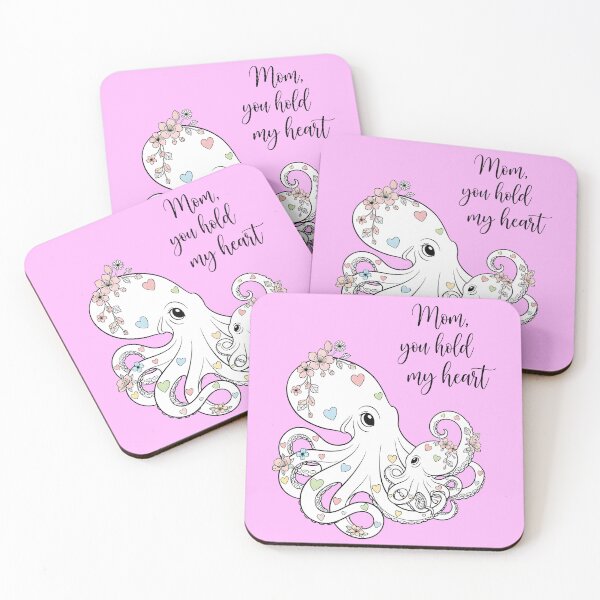 Item preview, Mom, You Hold My Heart – Mother and Baby Octopus Illustration designed and sold by Sea Gem.