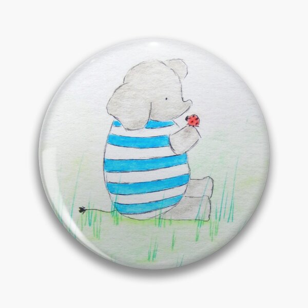 Item preview, Fenton Meets a Ladybug | Cute Baby Elephant Watercolor | Cozy Art designed and sold by AngelaMarieArt.
