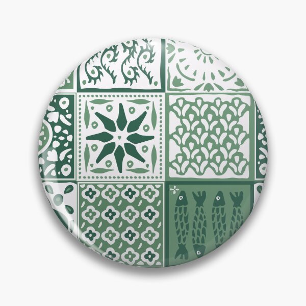Item preview, Green rustic mediterranean tile pattern designed and sold by Patternandflow.