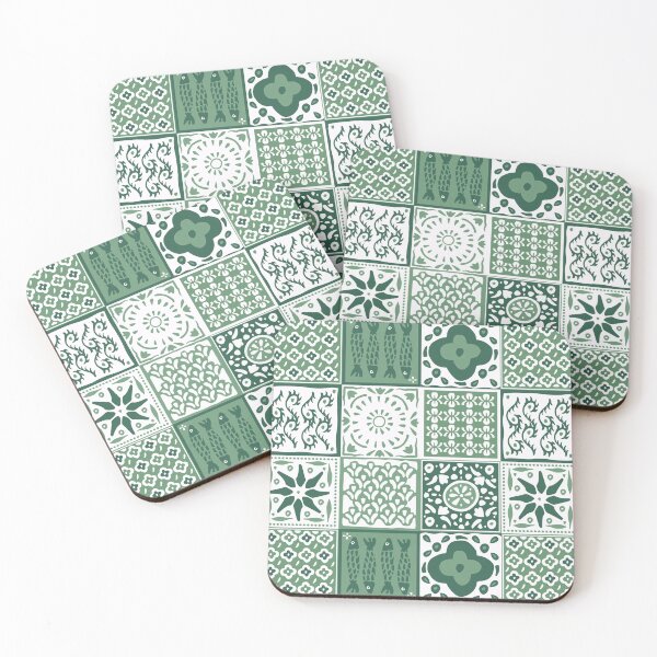 Item preview, Green rustic mediterranean tile pattern designed and sold by Patternandflow.