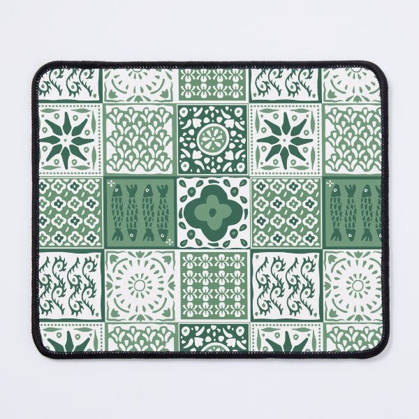 Item preview, Green rustic mediterranean tile pattern designed and sold by Patternandflow.