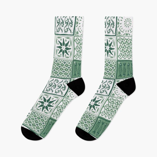 Item preview, Green rustic mediterranean tile pattern designed and sold by Patternandflow.
