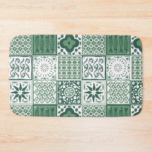 Item preview, Green rustic mediterranean tile pattern designed and sold by Patternandflow.