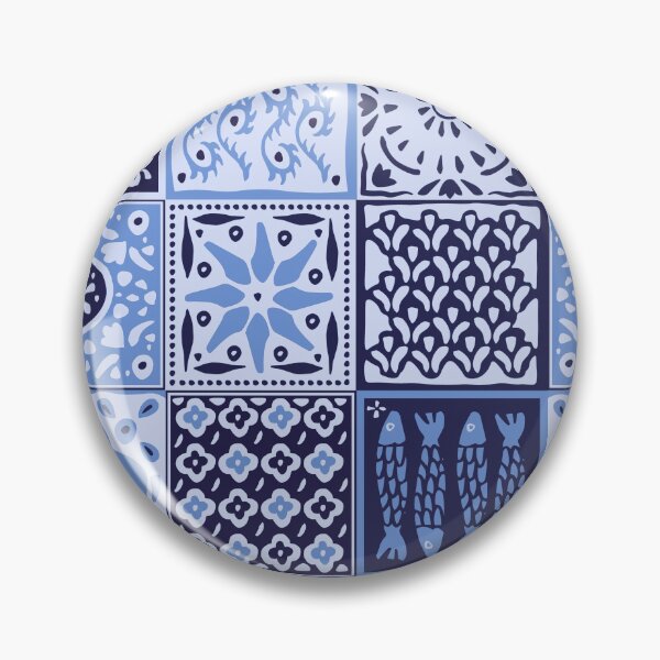 Item preview, Blue rustic mediterranean tile pattern designed and sold by Patternandflow.