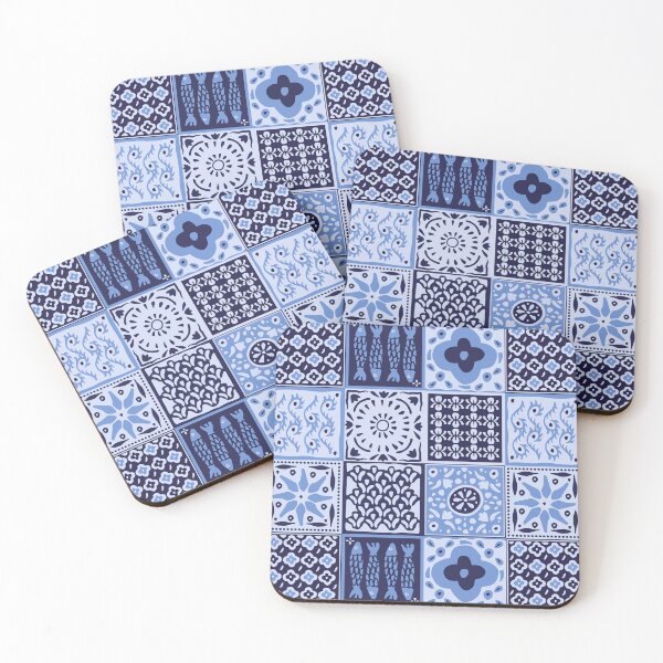 Item preview, Blue rustic mediterranean tile pattern designed and sold by Patternandflow.