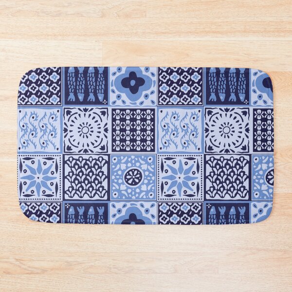 Item preview, Blue rustic mediterranean tile pattern designed and sold by Patternandflow.