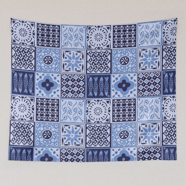 Item preview, Blue rustic mediterranean tile pattern designed and sold by Patternandflow.