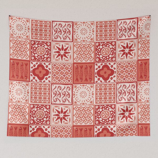 Item preview, Burnt orange rustic mediterranean tile pattern designed and sold by Patternandflow.