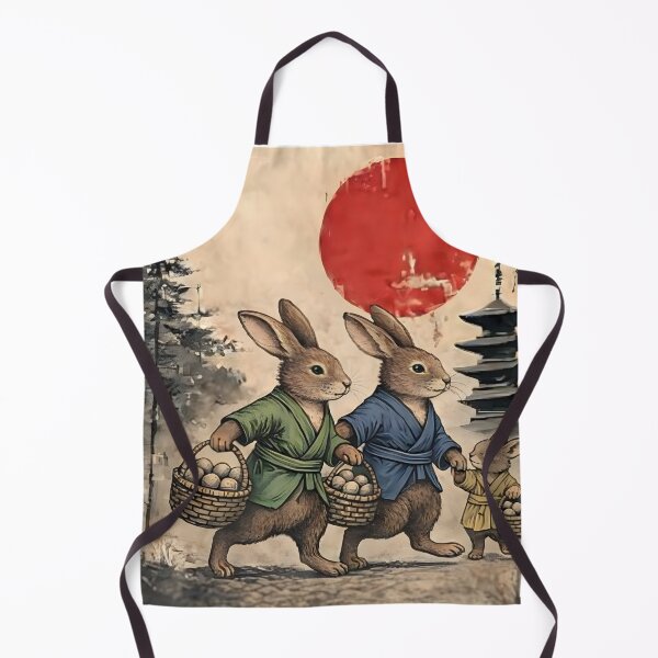 Item preview, Vintage Japanese Bunny Family Easter Egg Hunt Art designed and sold by JessArty.