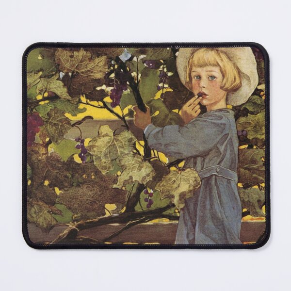 Item preview, The Five Senses - The Taste by Jessie Willcox Smith - Vintage Illustration Storybook Child Picking Grapes for Classic Art Lovers designed and sold by RickE.