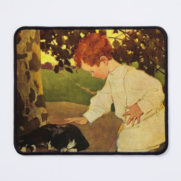 Item preview, The Five Senses - The Touch by Jessie Willcox Smith - Vintage Illustration Child with Puppy Garden Scene for Classic Art Lovers designed and sold by RickE.