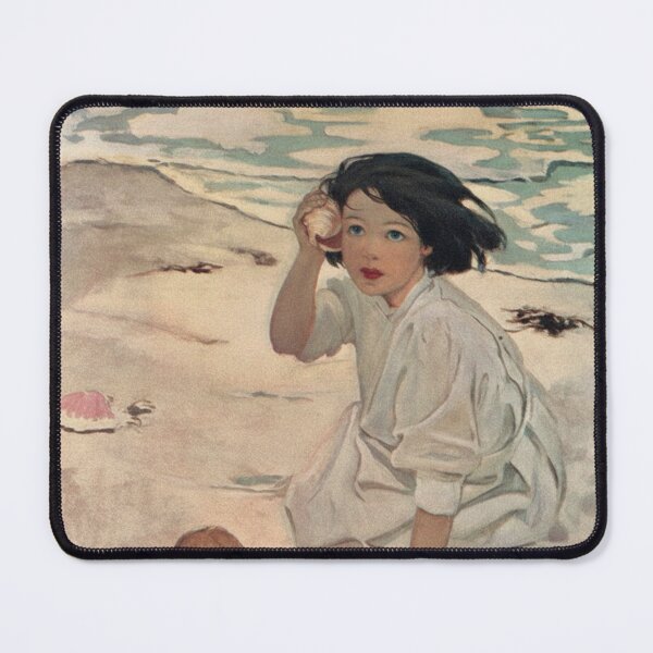 Item preview, The Five Senses - The Hearing by Jessie Willcox Smith - Vintage Illustration Child on Beach with Seashells for Classic Art Lovers designed and sold by RickE.