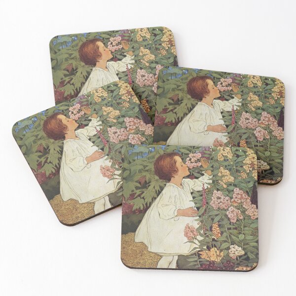 Item preview, The Five Senses - The Smell - Jessie Willcox Smith - Vintage Illustration Child Smelling Flowers in Garden for Classic Art Lovers designed and sold by RickE.